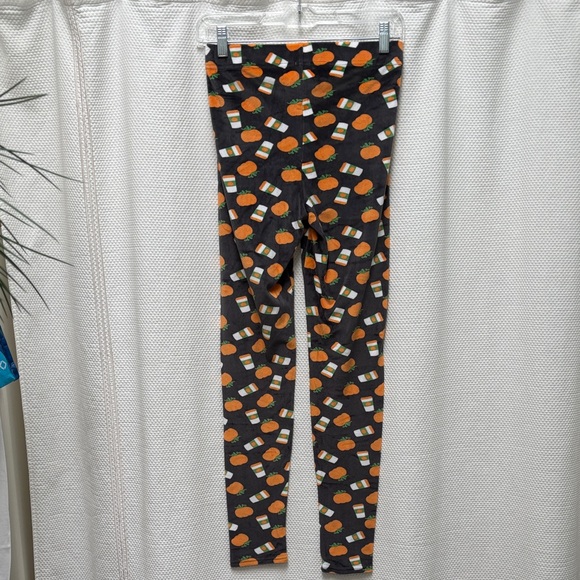 Serra Festive Black Leggings with Pumpkin and Coffee Print PSL Aldi AoS - Picture 5 of 5